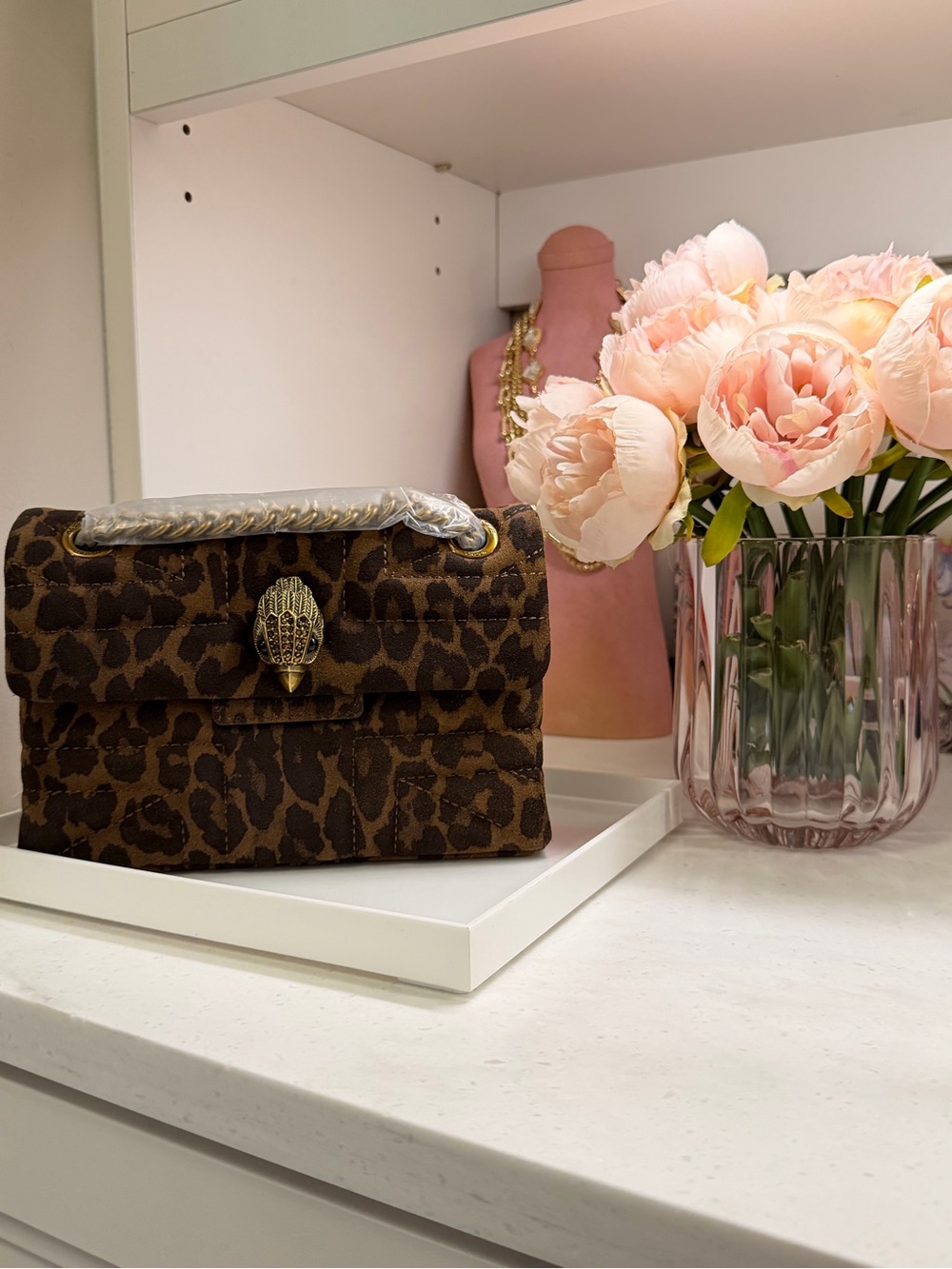 Kurt Geiger NWT Mini Union Jack Brown Leopard Crossbody Gold Eagle emblem